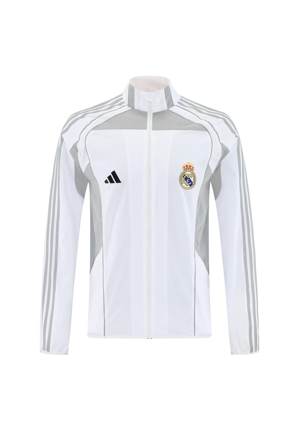 25/26 ريال مدريد جاكيت أبيض نصف سحاب + بنطلون طويل S-3XL