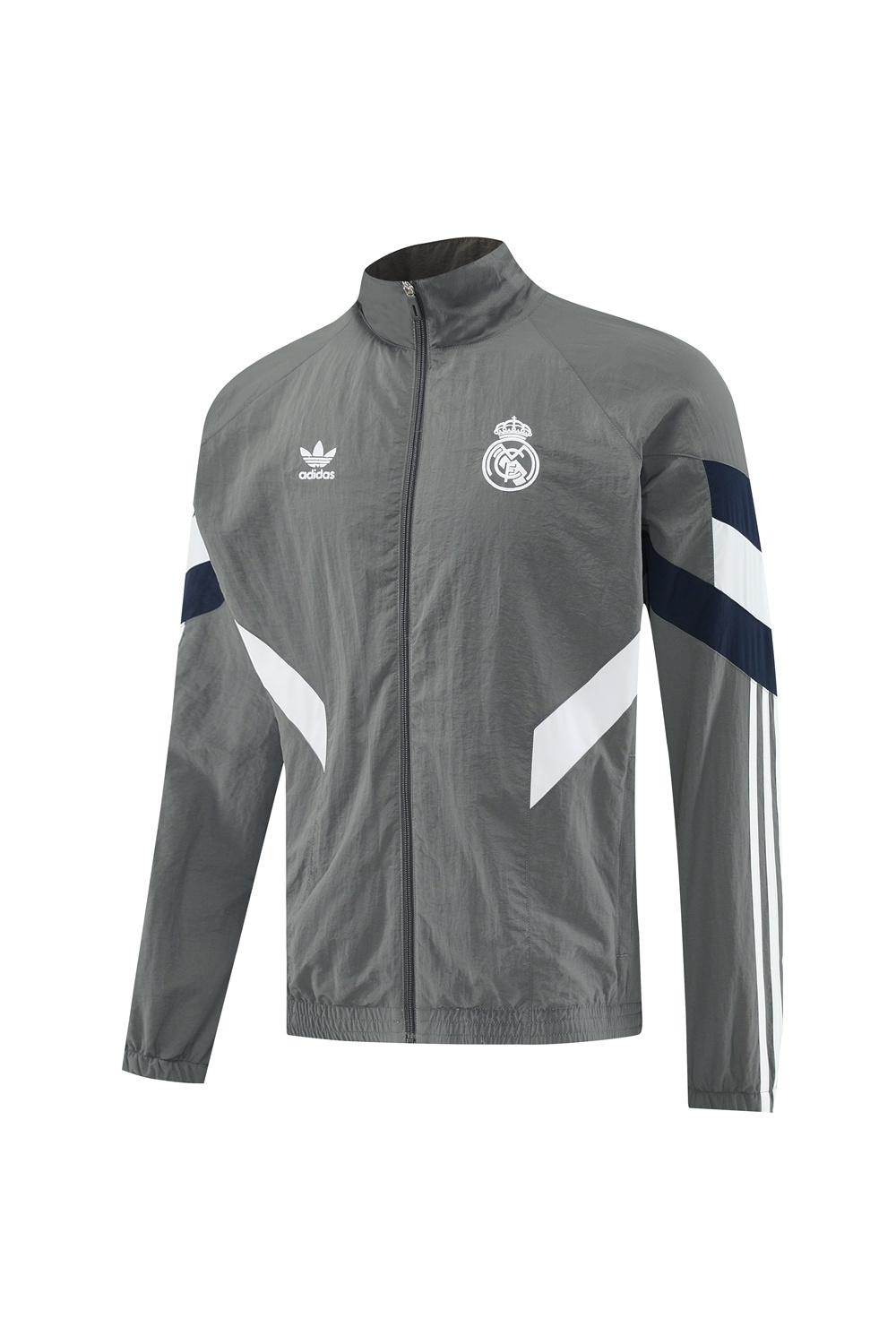25/26 ريال مدريد رمادي S-3XL سترة نصف سحاب + بنطلون طويل + بنطلون طويل