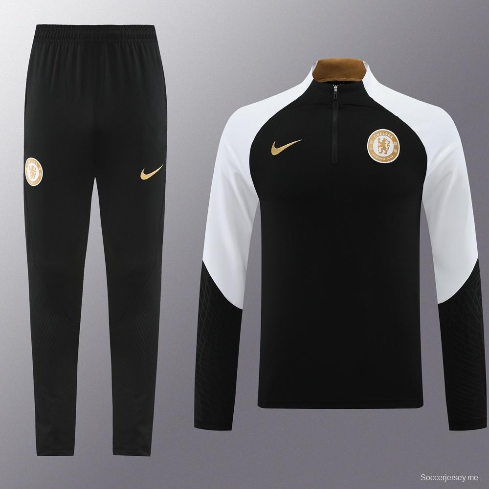 25/26 تشيلسي جاكيت تشيلسي أسود نصف سحاب + بنطلون طويل + بنطلون طويل