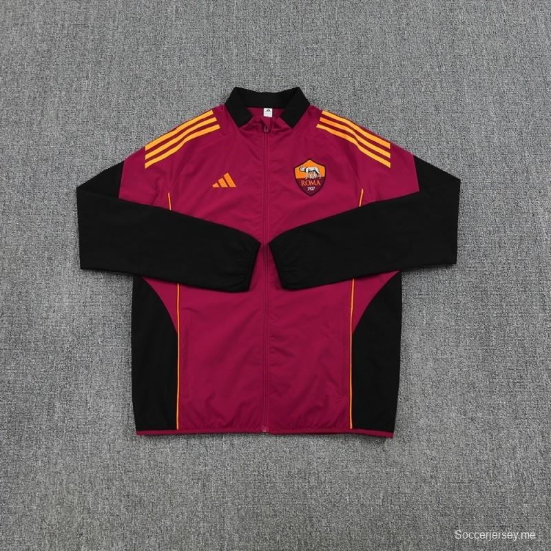 25/26 AS Roma مارون S-3XL كسترة نصف سحاب + بنطلون طويل + بنطلون طويل