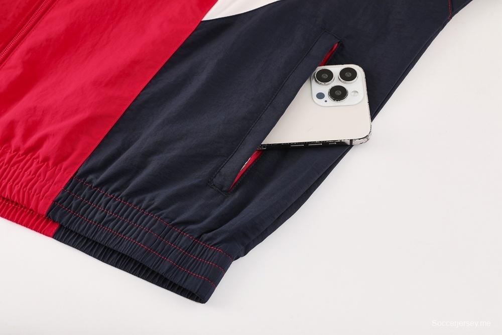 25/26 أرسنال جاكيت أحمر نصف سحاب أحمر + بنطلون طويل S-3XL