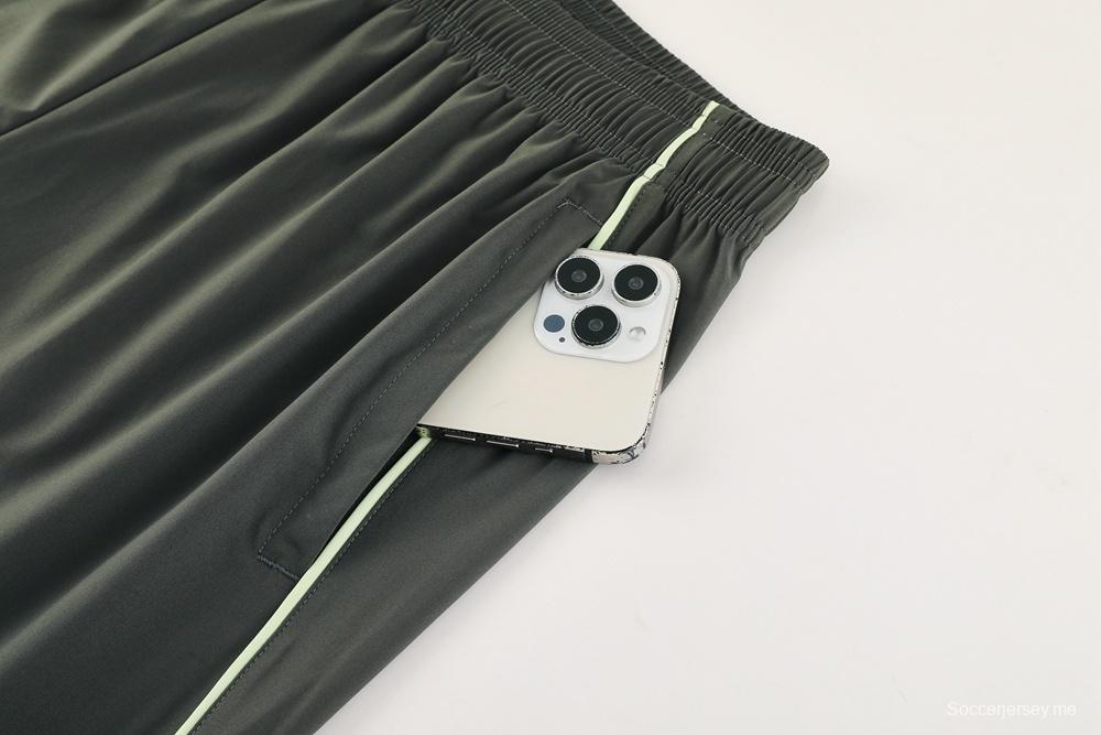 25/26 ريال مدريد جاكيت أخضر فاتح نصف سحاب أخضر + بنطلون طويل S-3XL