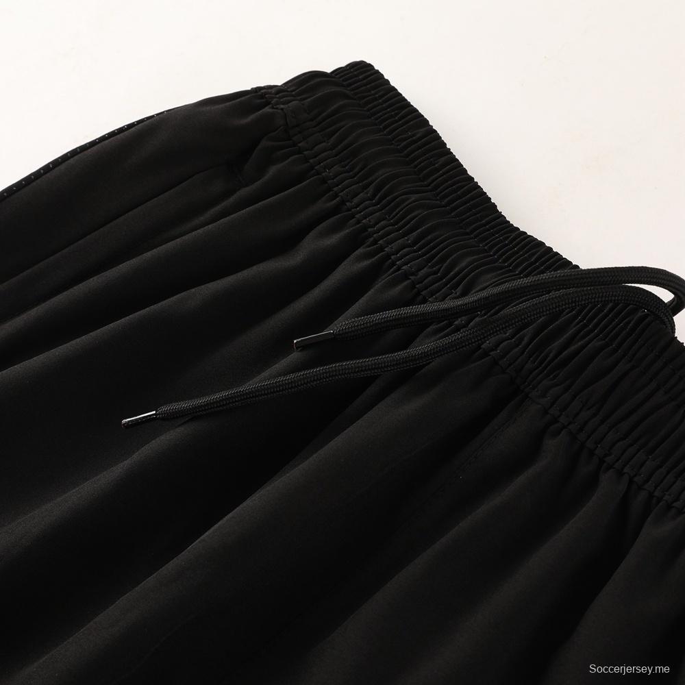 2025 أديداس 2025 جاكيت أسود نصف سحاب أبيض أسود + بنطلون طويل S-2XL