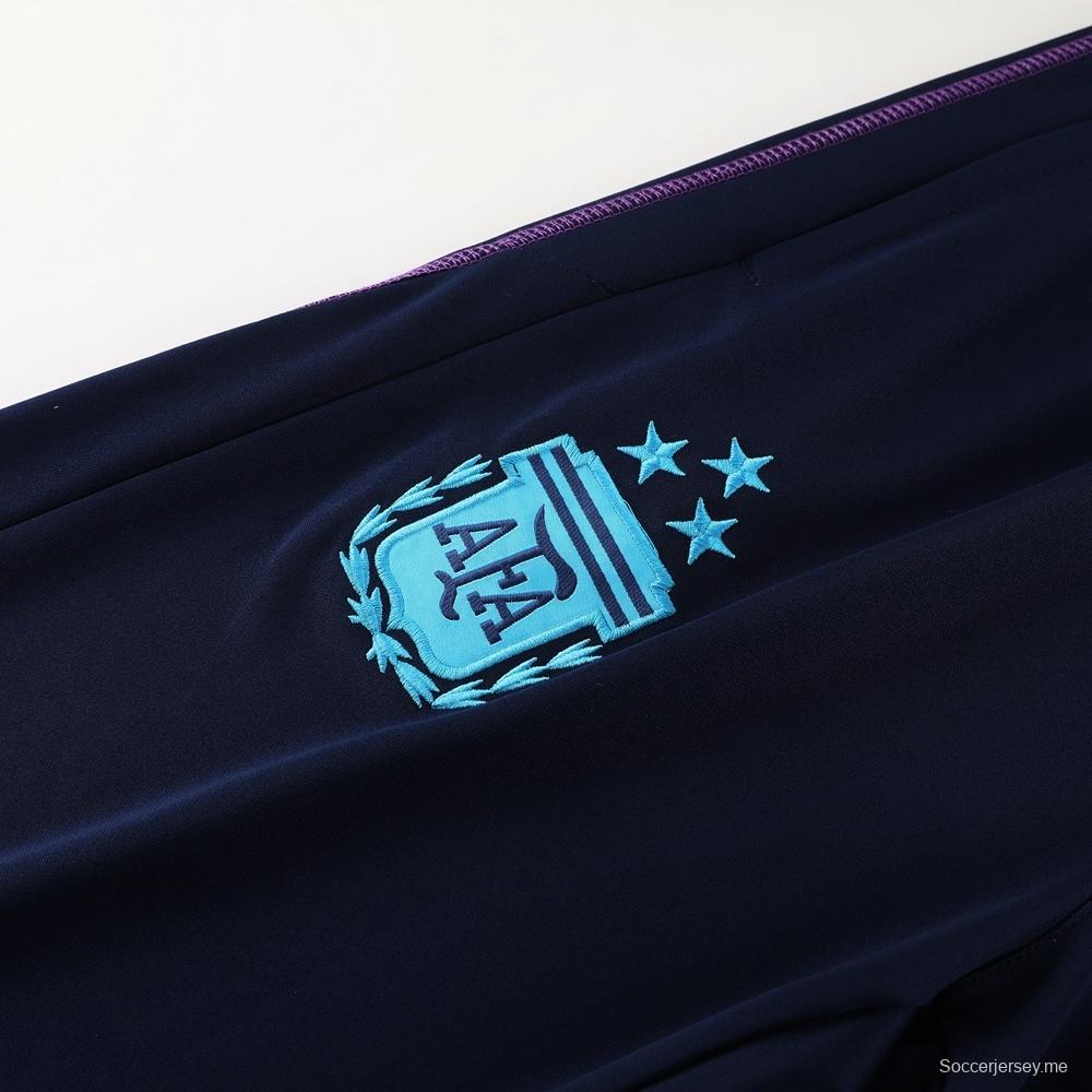 23/24 الأرجنتين 23/24 أزرق ملكي S-2XL سترة نصف سحاب + بنطلون طويل