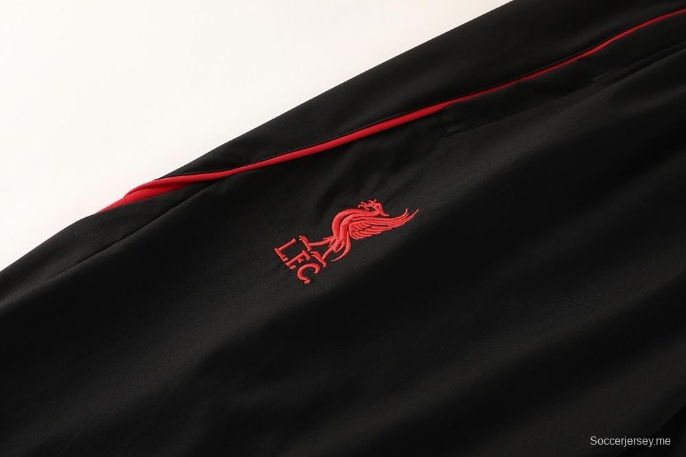 25/26 ليفربول أسود S-2XL أسود جاكيت نصف سحاب + بنطلون طويل + بنطلون طويل