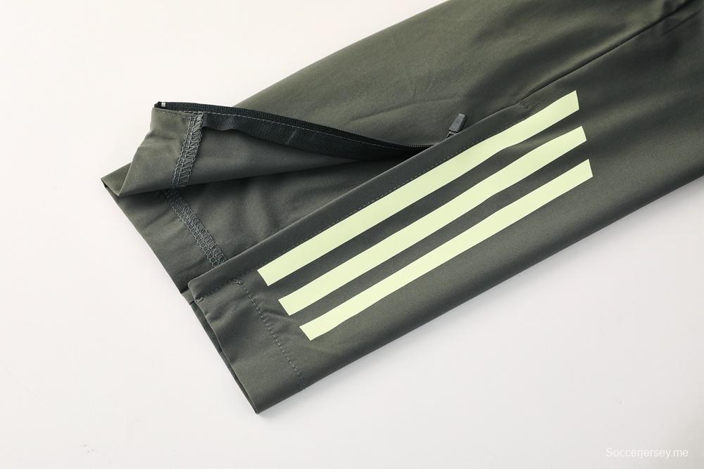 25/26 ريال مدريد جاكيت أخضر فاتح نصف سحاب أخضر + بنطلون طويل S-3XL