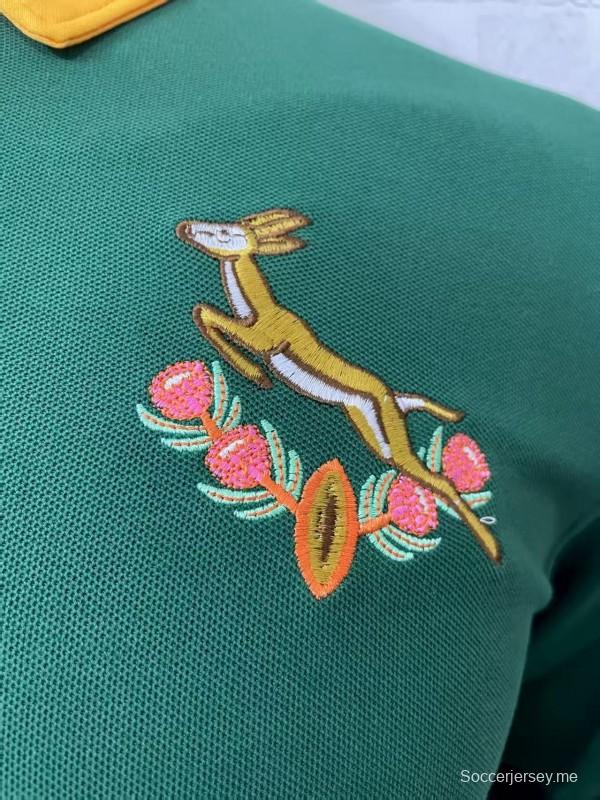 2026 قميص روجبي بولو بولو أخضر بأكمام طويلة لجنوب أفريقيا