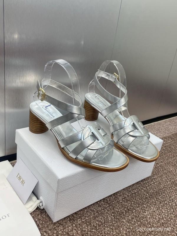 حذاء ديور D-Club D-Club جيلي ملون مجوف بحزام متقاطع ذو كعب متوسط للنساء - KFY00290