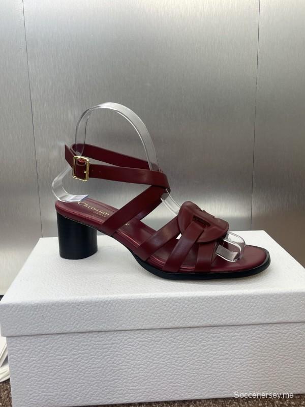 حذاء ديور D-Club D-Club جيلي ملون مجوف بحزام متقاطع ذو كعب متوسط للنساء - KFY00290