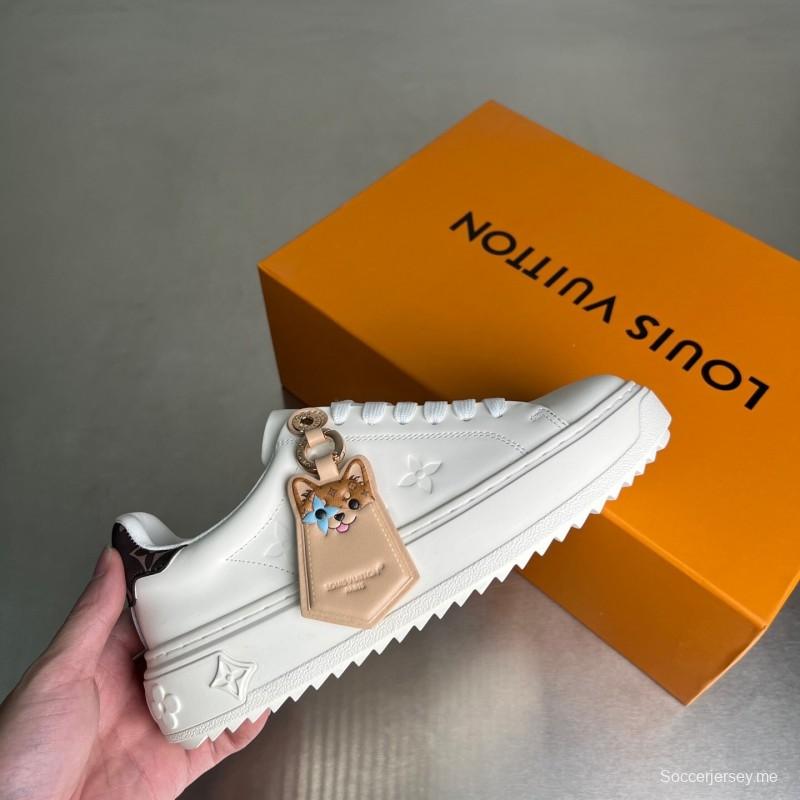 لويس فويتون تاكاشي موراكامي × LV Time Out Cherry Blossom Series من لويس فويتون حذاء رياضي مسطح منخفض من الجلد بمقدمة مستديرة - YC