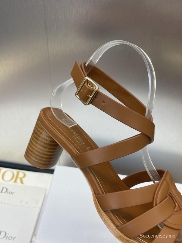 حذاء ديور D-Club D-Club جيلي ملون مجوف بحزام متقاطع ذو كعب متوسط للنساء - KFY00290