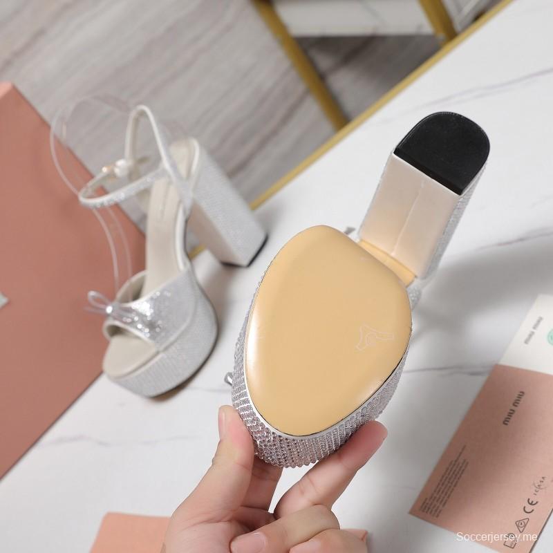 صندل بلينج بلينج سواروفسكي بكعب 11.5 سم من ميو ميوبيو - KFY00340