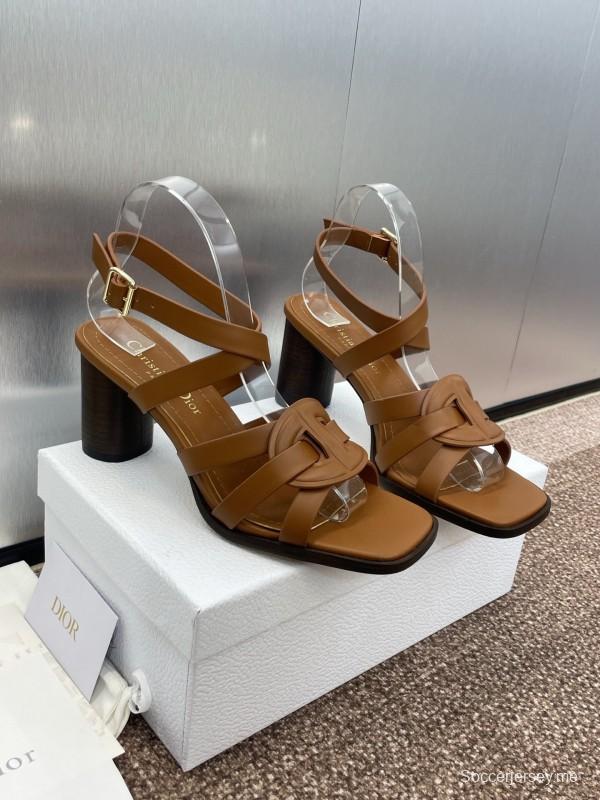 حذاء ديور D-Club D-Club جيلي ملون مجوف بحزام متقاطع ذو كعب عالٍ نسائي - KFY00290