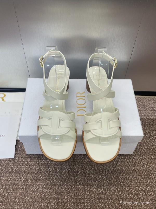 حذاء ديور D-Club D-Club جيلي ملون مجوف بحزام متقاطع ذو كعب متوسط للنساء - KFY00290