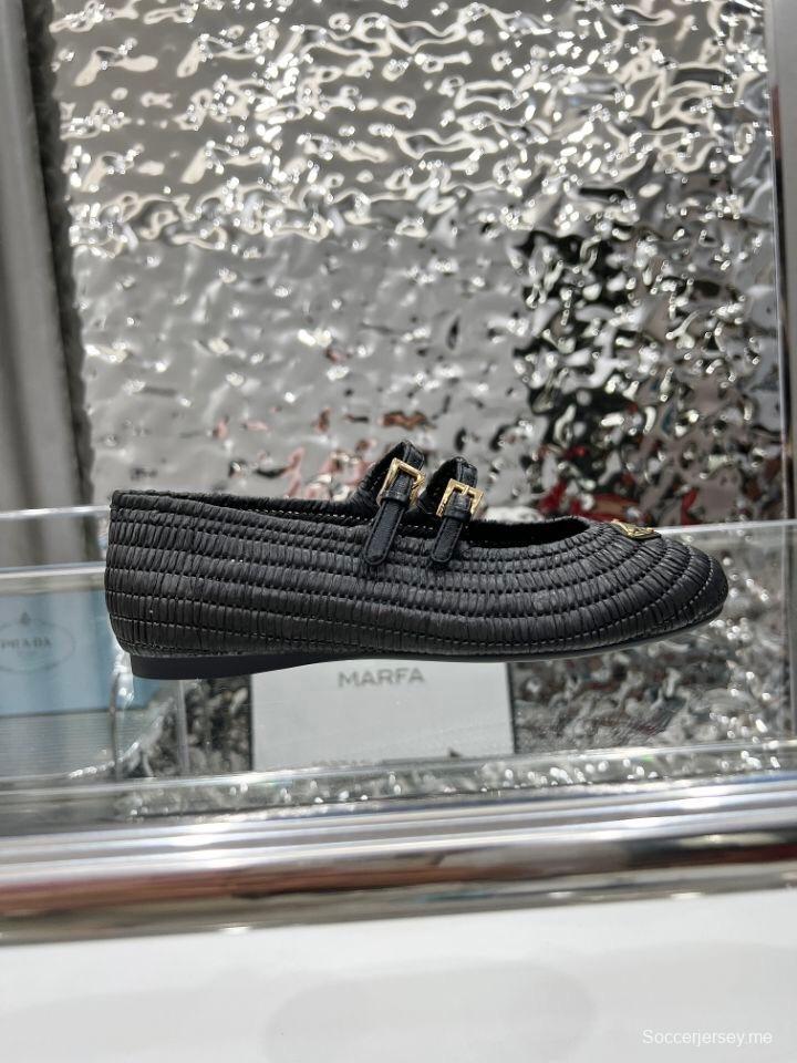 حذاء باليه صيني جديد من الرافيا من برادا - KFY00340