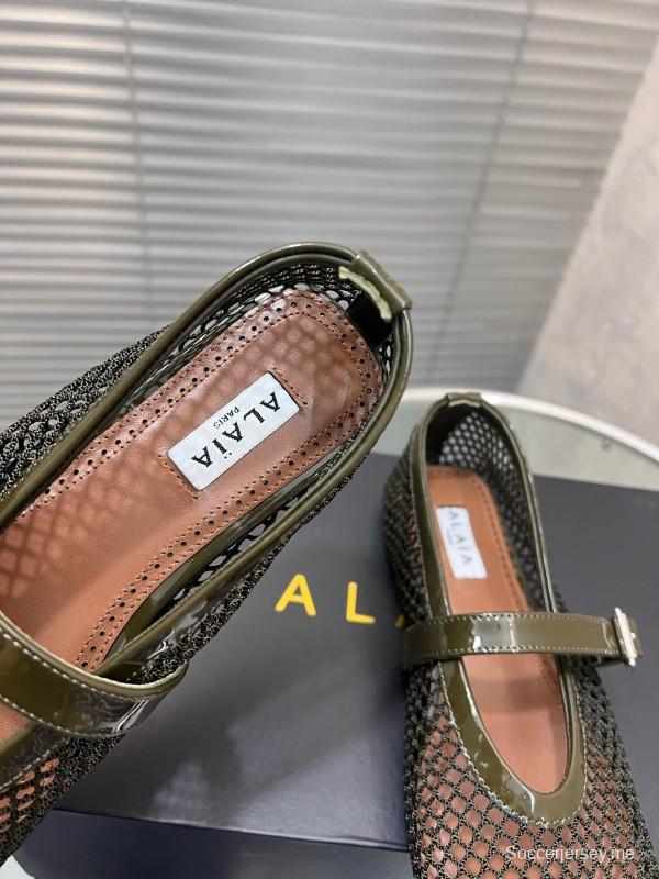 ALAIA 2025/SS صندل شبكي مسطح بلون جديد - KFY00270