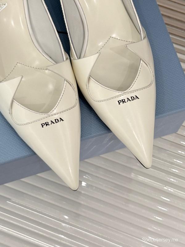 PRADA 2025/SS حذاء فردي بكعب مدبب من الأمام بكعب واحد - KFY00310