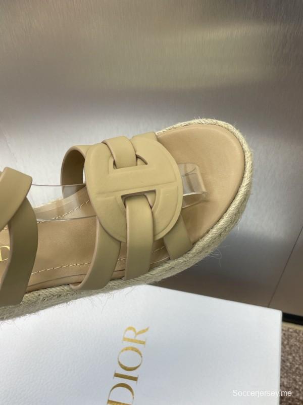 حذاء ديور D-Club D-Club جيلي ملون مجوف بحزام متقاطع ذو كعب عالٍ نسائي - KFY00290