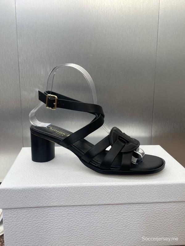 حذاء ديور D-Club D-Club جيلي ملون مجوف بحزام متقاطع ذو كعب متوسط للنساء - KFY00290