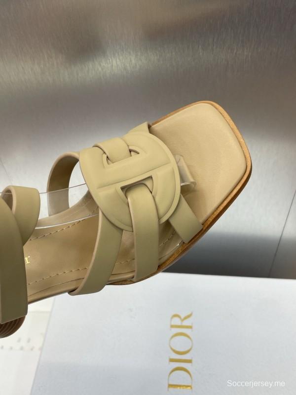 حذاء ديور D-Club D-Club جيلي ملون مجوف بحزام متقاطع ذو كعب عالٍ نسائي - KFY00290