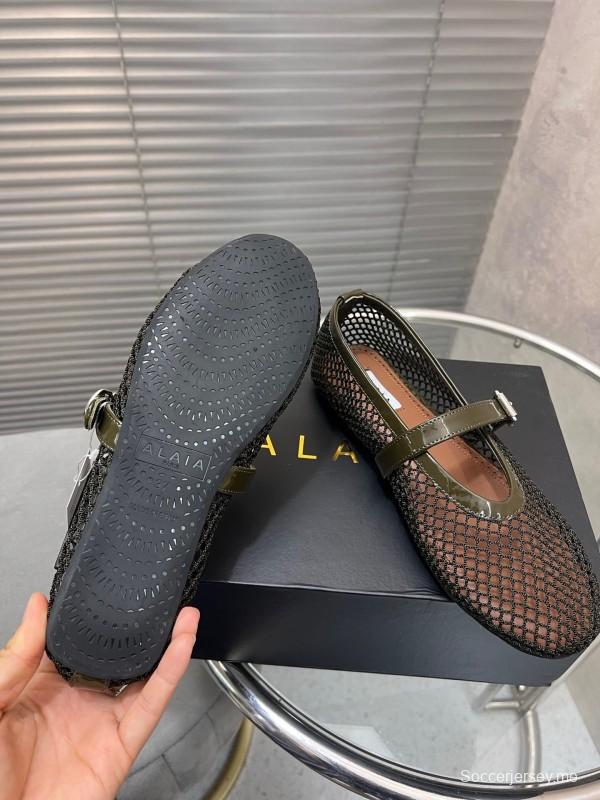 ALAIA 2025/SS صندل شبكي مسطح بلون جديد - KFY00270