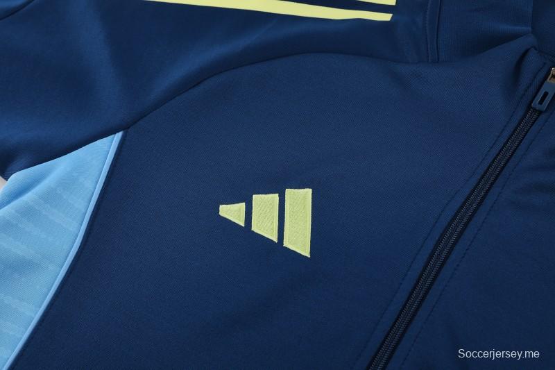 2025 أديداس أديداس جاكيت أزور أزرق أزرق أزرق كامل بسحاب + بنطلون طويل