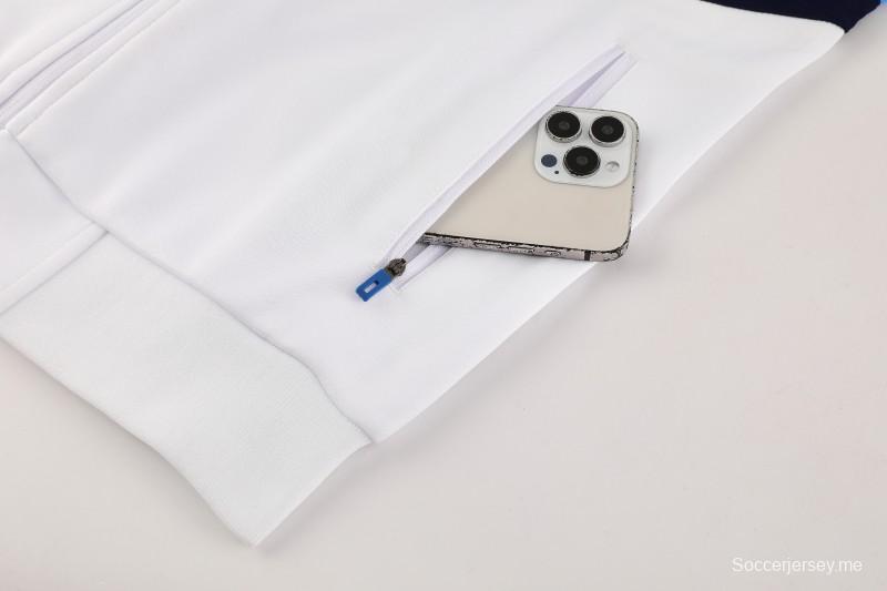 25/26 نابولي جاكيت أبيض بسحاب كامل + بنطلون طويل + بنطلون طويل