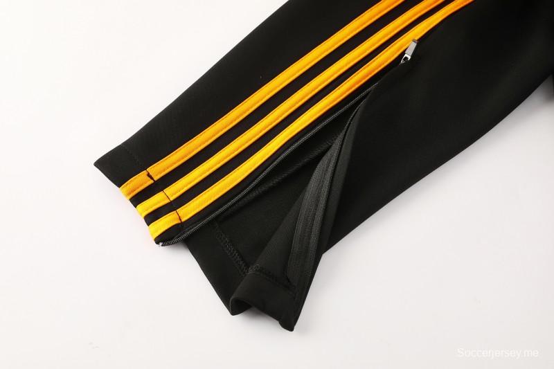 25/26 روما جاكيت أسود كامل بسحاب أسود + بنطلون طويل + بنطلون طويل