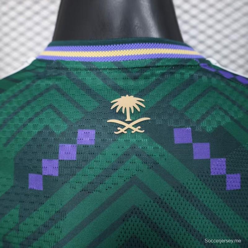 إصدار اللاعب 2026 قميص المنتخب السعودي 2026 أخضر اللون الأخضر بنقشة الماس الهندسية