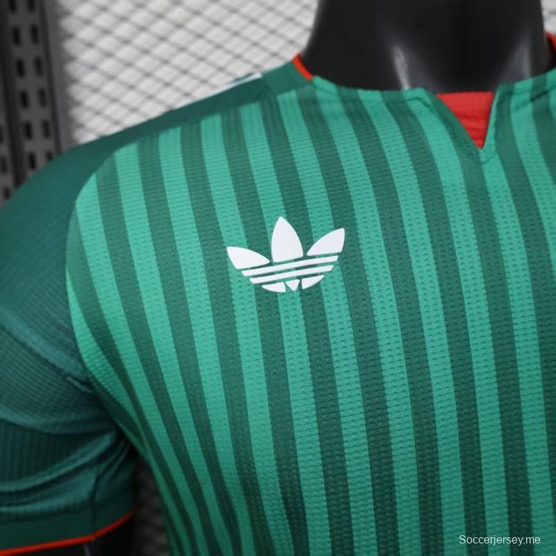 نسخة اللاعب 2026 قميص منتخب الجزائر 2026 أخضر اللون أخضر بنقشة خطوط عمودية