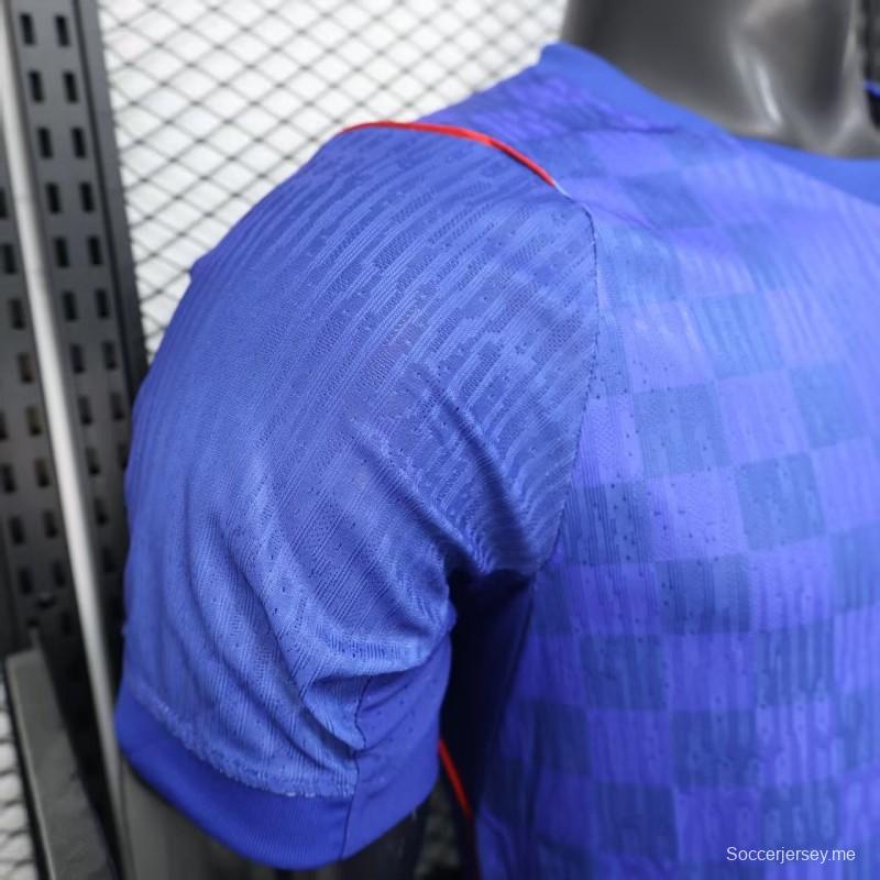 إصدار اللاعب 2026 قميص كرواتيا 2026 أزرق بنقشة رقعة الشطرنج الرقيقة