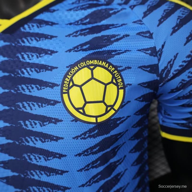 إصدار اللاعب 2026 قميص كولومبيا Away أزرق بنقشة موجات متعرجة 2026