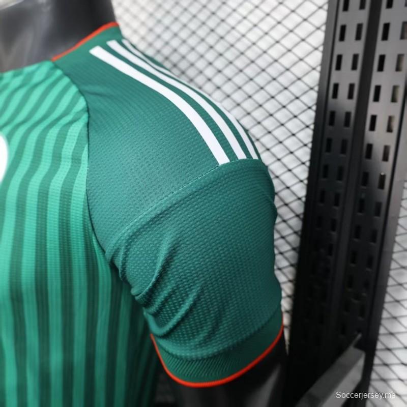 نسخة اللاعب 2026 قميص منتخب الجزائر 2026 أخضر اللون أخضر بنقشة خطوط عمودية