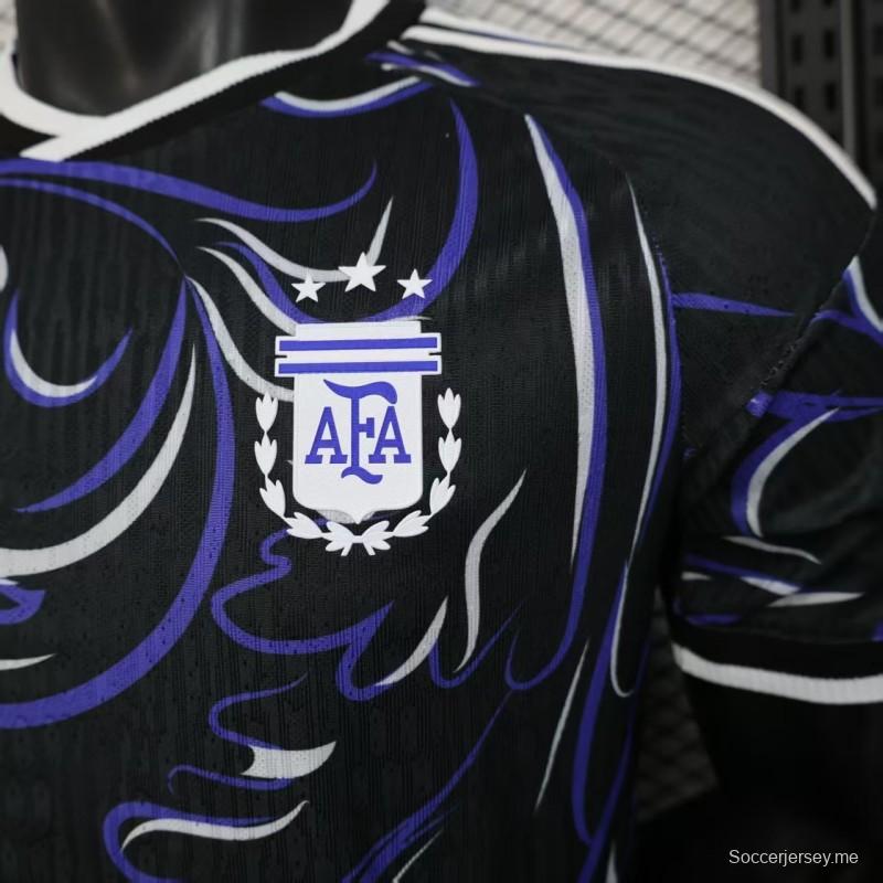 إصدار اللاعب 2026 قميص الأرجنتين الثالث 2026 أسود بنقشة دوامة فنية