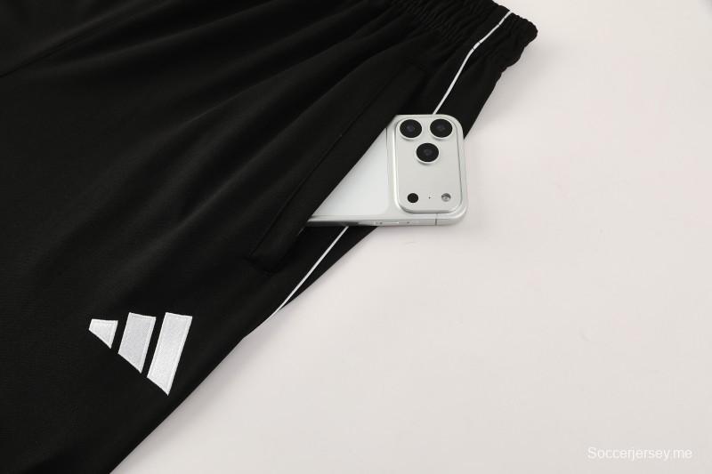 25/26 أديداس سترة رياضية بسحاب كامل رمادي فاتح + بنطلون طويل + أديداس 25/26