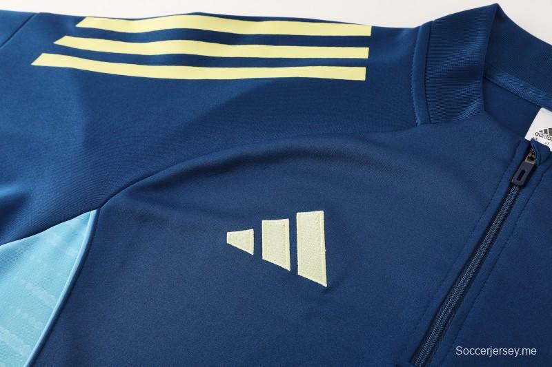 25/26 أديداس سترة رياضية بسحاب كامل أزرق كحلي + بنطلون طويل + سترة رياضية + بنطلون طويل