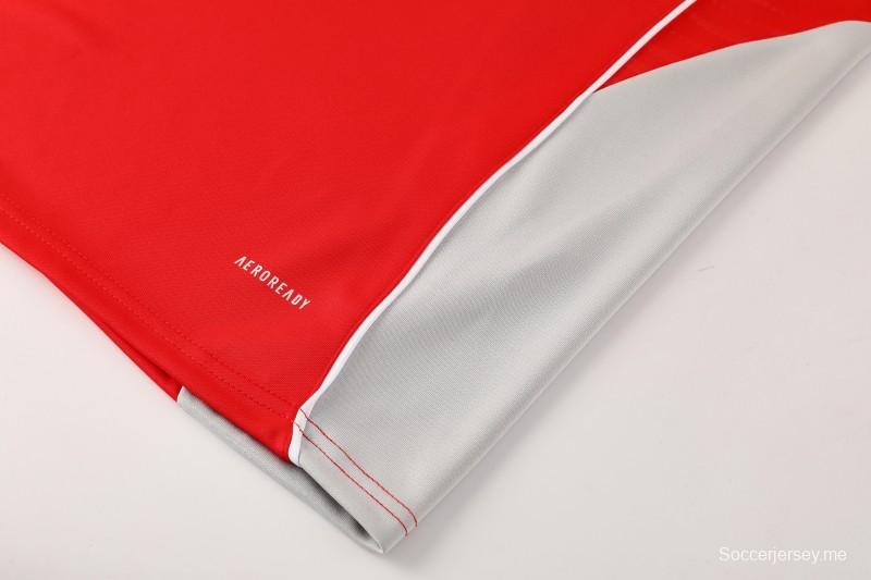 25/26 أديداس سترة رياضية بسحاب كامل أحمر/أبيض + بنطلون طويل + جاكيت أديداس أحمر/أبيض