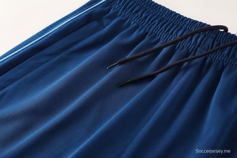 25/26 أديداس سترة رياضية بسحاب كامل أزرق كحلي + بنطلون طويل + سترة رياضية + بنطلون طويل