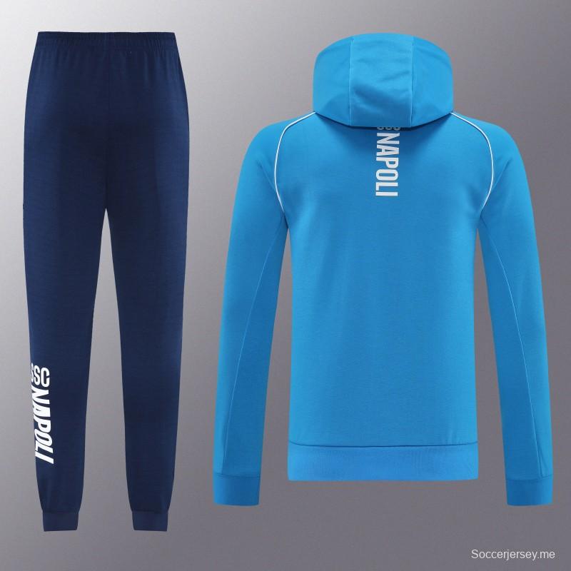 25/26 نابولي أزرق سماوي أزرق سحاب كامل سترة رياضية + بنطلون طويل