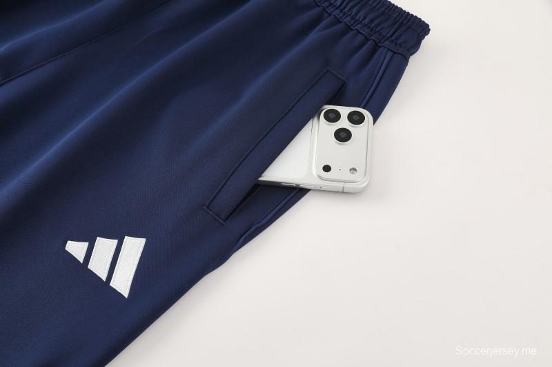 25/26 أرسنال سترة رياضية بسحاب كامل أزرق داكن اللون الأزرق الداكن + بنطلون طويل