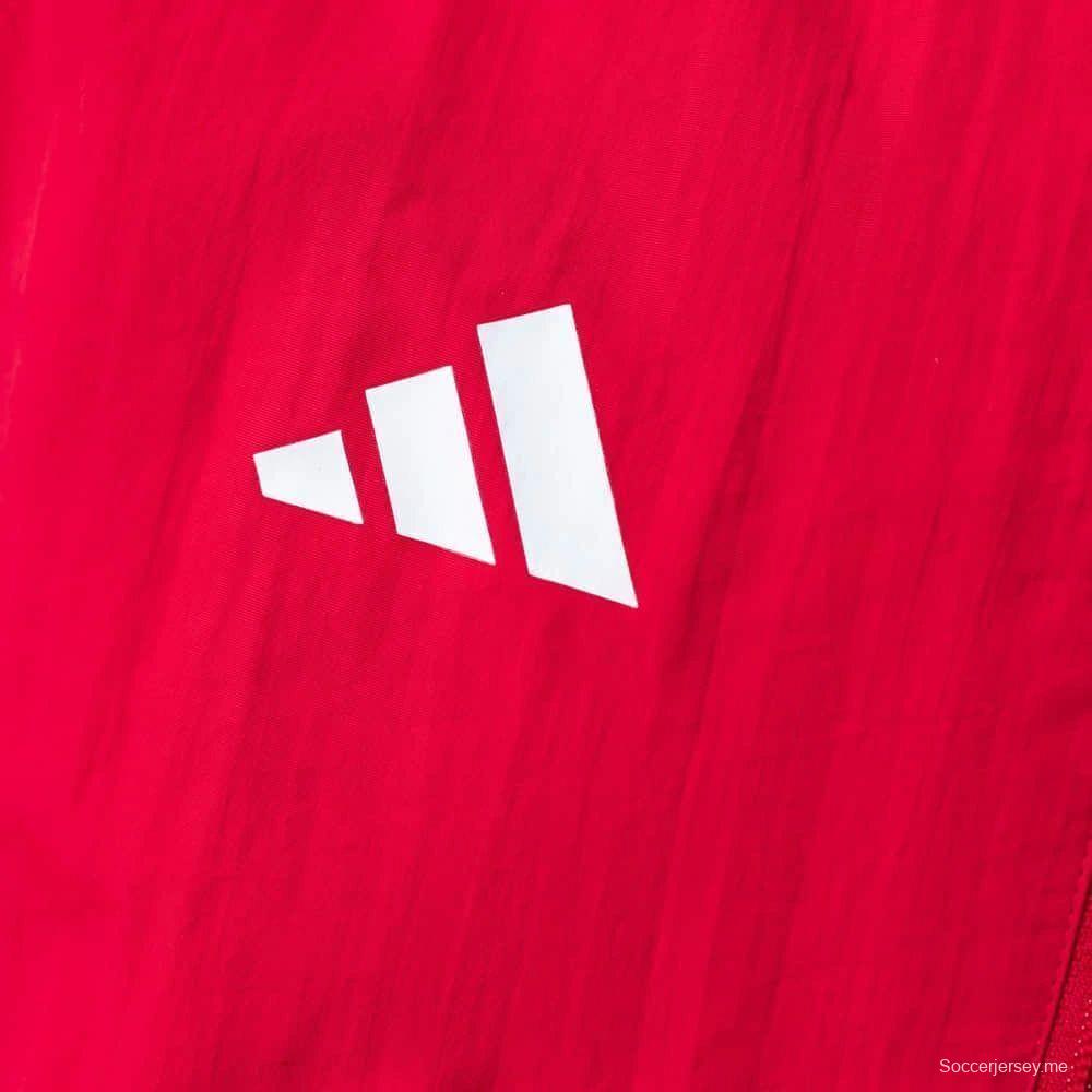 2026 سترة ليفربول حمراء وبيضاء قابلة للانعكاس بسحاب كامل