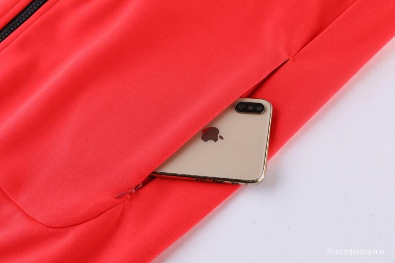 26/27 طقم رياضي من ليفربول باللون الأحمر مع سترة بغطاء رأس وسحاب كامل + بنطال طويل