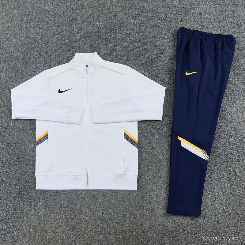 2026 NIKE سترة بيضاء بسحاب كامل + بنطال طويل