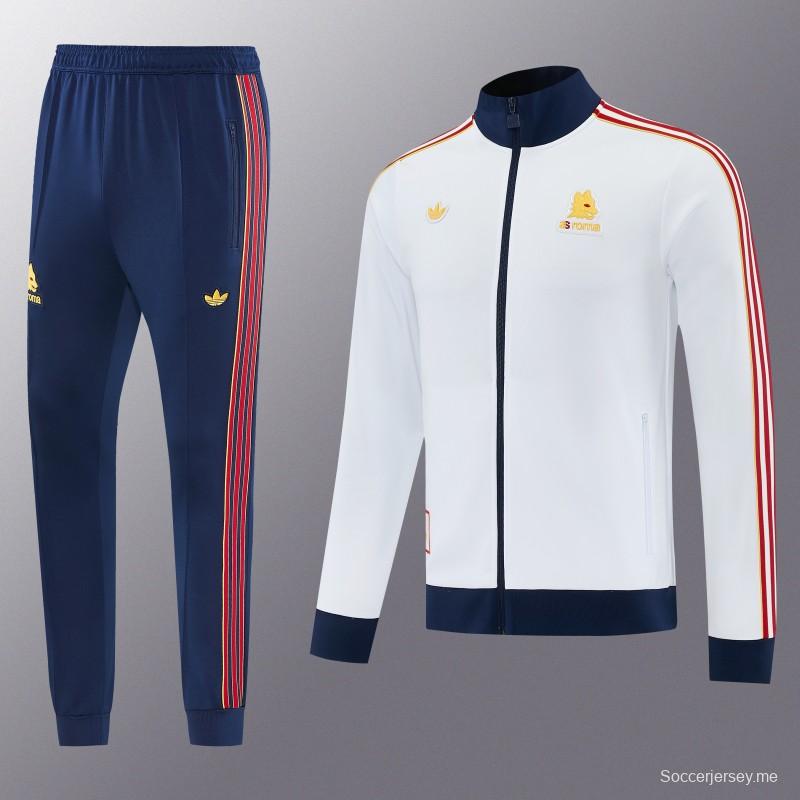 25/26 روما وايت جاكيت بسحاب كامل + بنطال طويل