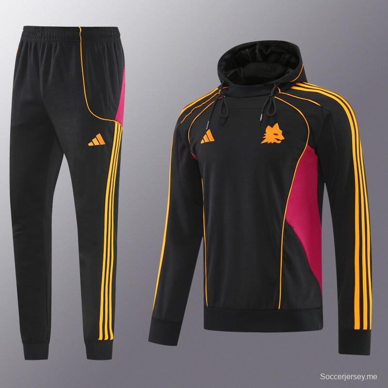 26/27 رومان: طقم رياضي أسود بغطاء للرأس وسحاب كامل + بنطال طويل