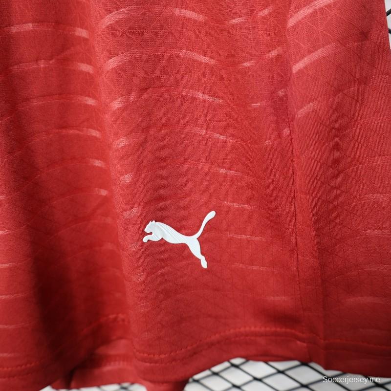 2026 نسخة اللاعبين البرتغال الأحمر مع شورت بنمط موجي