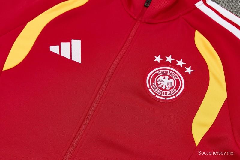 26/27 ألمانيا  طقم رياضي باللون الأحمر بسحاب كامل + بنطال طويل