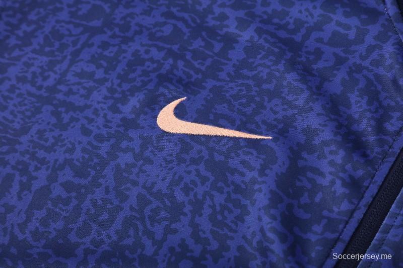 26/27 طقم رياضي باللون الأزرق الداكن من البحرية الفرنسية مع سترة بسحاب كامل + بنطال طويل