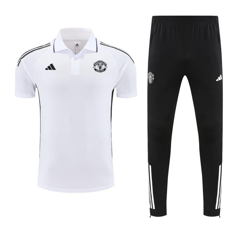 26/27  طقم تدريب مانشستر يونايتد المكون من قميص بولو أبيض وسروال طويل