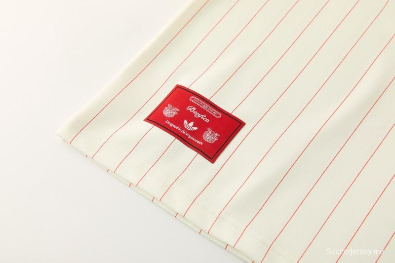 26/27 بنفيكا × أديداس أوريجينالز أوف-وايت قميص بأكمام قصيرة بنقشة خطوط رفيعة + شورت كرة قدم
